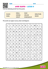 Word Search with letter d